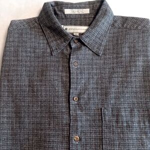 JJ. FARMER Men's Gray and Black 100% Cotton Button-Down Shirt XL